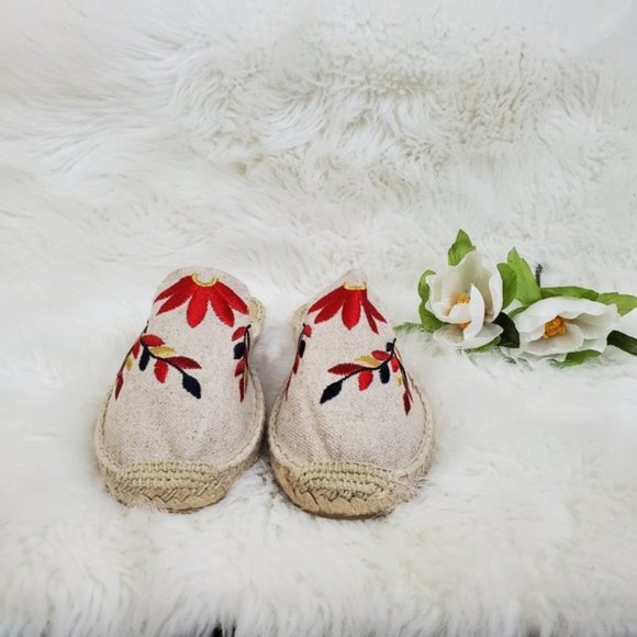 Soludos Floral Embroidered Espadrille Flat Mules - Picture 4 of 8